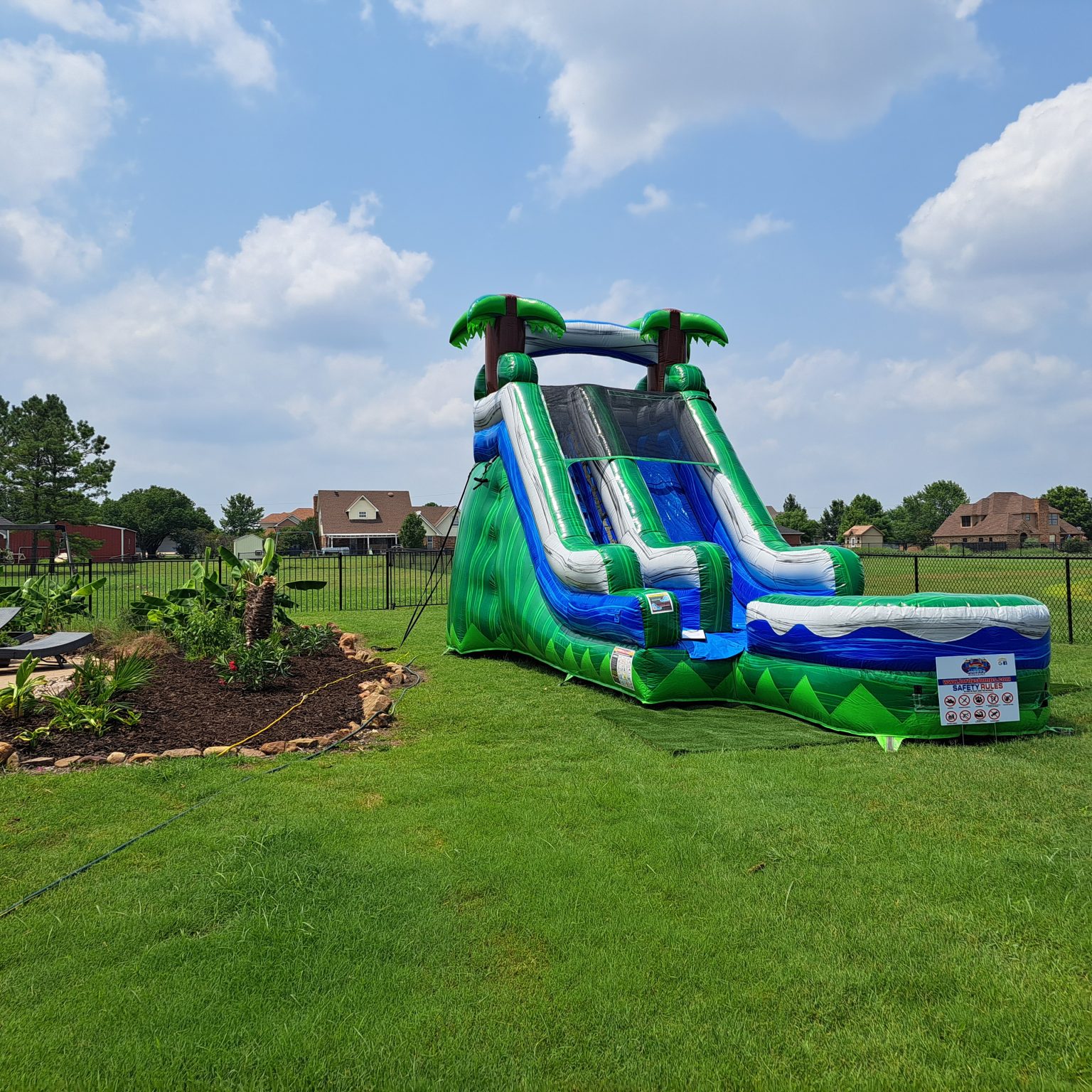 Blue Green Tropical Tree Water Slide